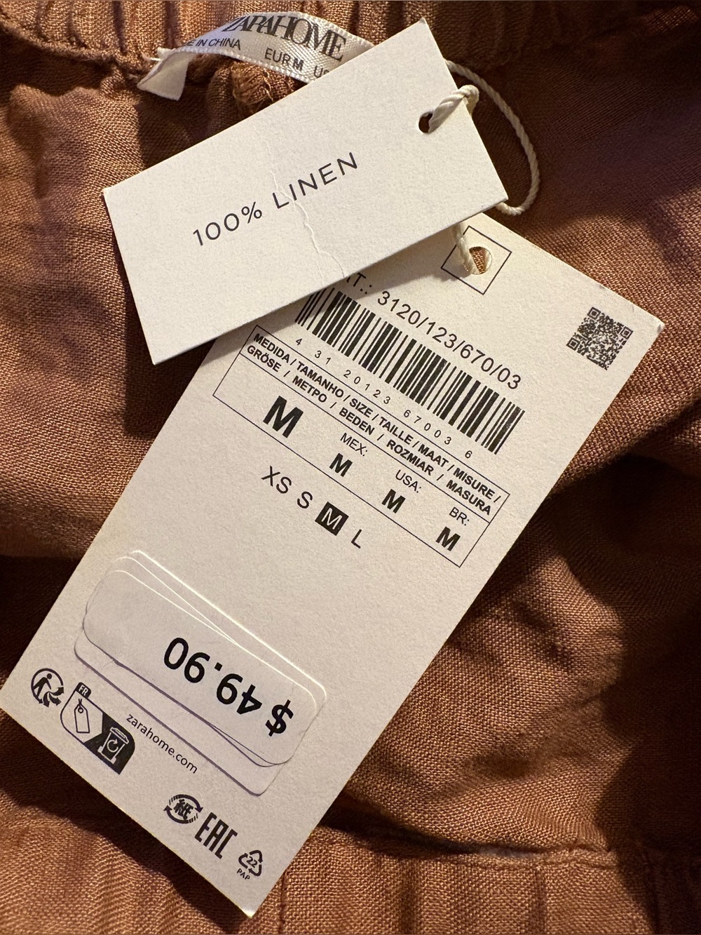 NWT ZARA HOME 100% LINEN SHORTS MEDIUM - BROWN ⭐️BEST OFFER⭐️ END OF SUMMER💕 - Picture 3 of 8